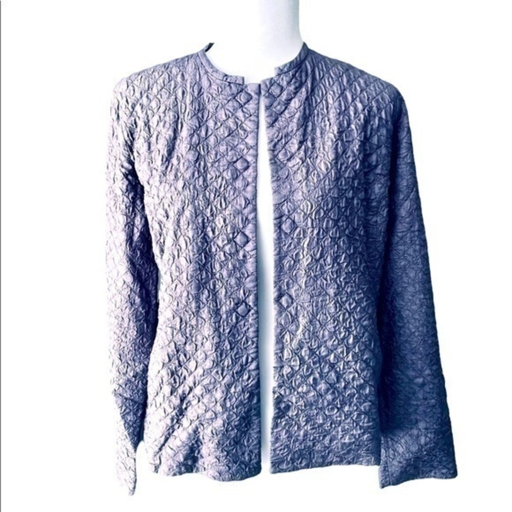 Eileen Fisher Women’s Open 100% Silk Jacket, size PM Herringbone Size Petite M